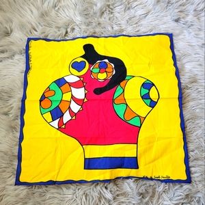 Rare Vintage Niki De Saint Phalle Scarf Made in France Abstract Wearable Art